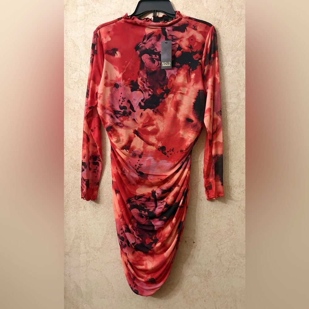 Bold Elements Womens Long Sleeve Floral Bodycon Dress - Picture 2 of 7